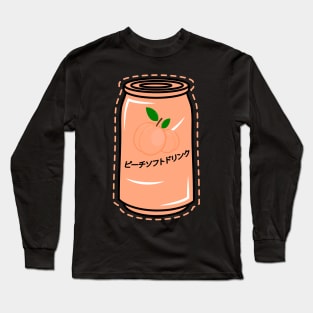 Kawaii Japanese Peach Soft Drink Kanji Aesthetic Streetwear Long Sleeve T-Shirt